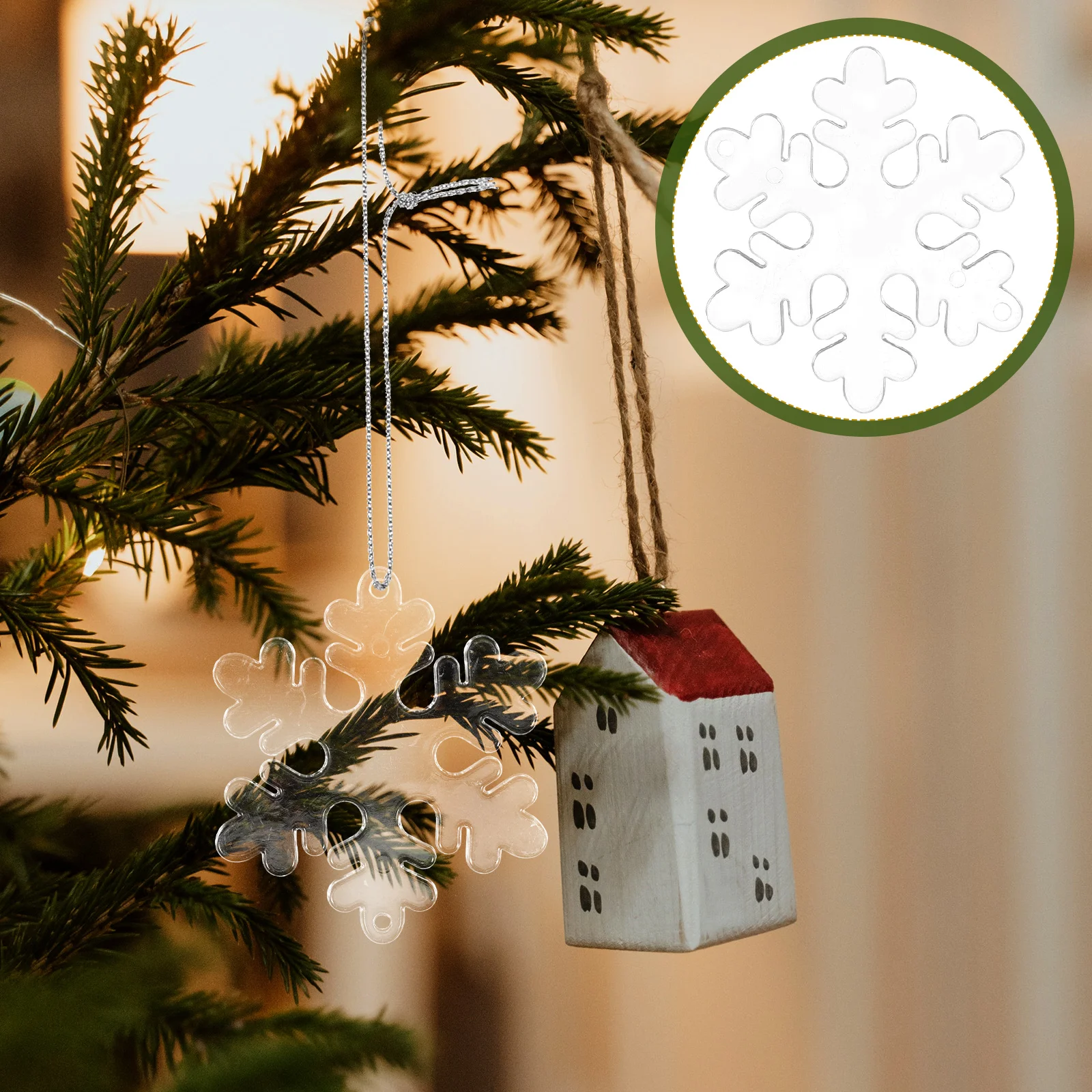 

100 Pcs Crystal Snowflake Pendant Winter Decor Party Acrylic Christmas Tree Snowflakes Decorations Crafts