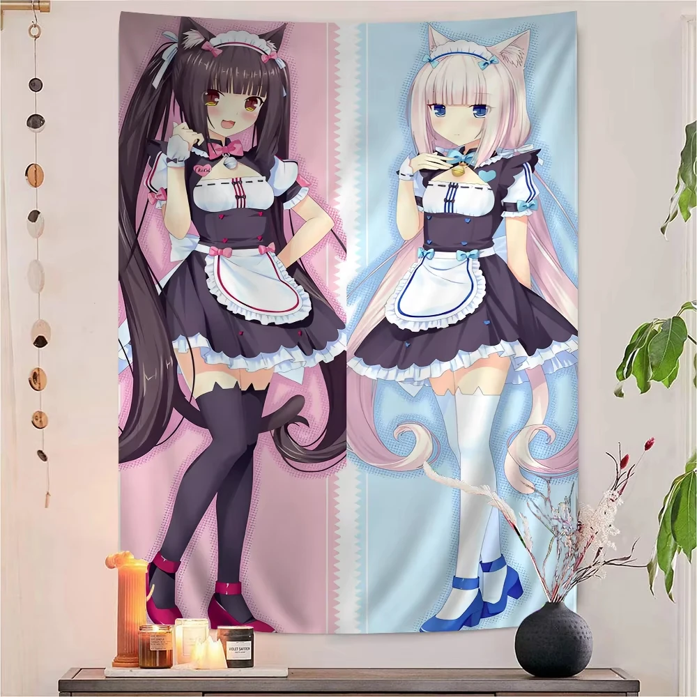 VIKAMA Kawaii Niedliche Anime-Wandteppiche Pastellfarbene Ästhetische Wanddekoration für Mädchenzimmer Wohnzimmer Sweet Home Wanddekoration – Detail 1