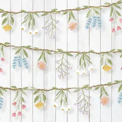 2Pcs Pastel Flower Hanging Banner Garland Backdrop for Garden Party Woodland Baby Shower Birthday Party Supplies and Decorations