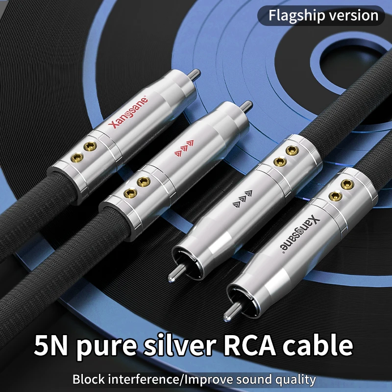 Hifi RCA Cable 5N Pure Silver Audio Cable Pure Silver Signal Cable CD Amplifier Front and Rear Connection Cable