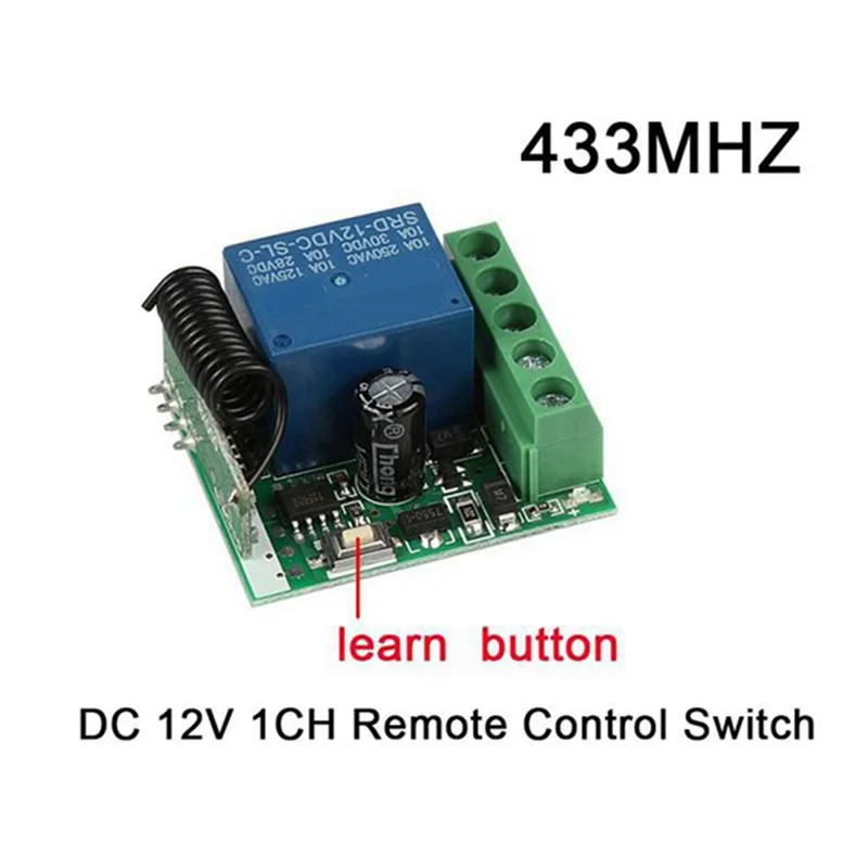 

【Sleek Design】5X 433 Mhz RF Wireless Switch Receiver DC 12V Single Relay Receiver Module With 10 Remote Transmitter