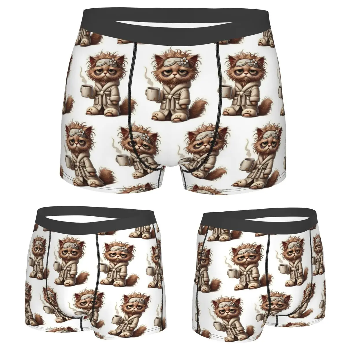 

Boxer Underpants Shorts Tired Cat Panties Men Soft Underwear for Homme Man Boyfriend Gifts
