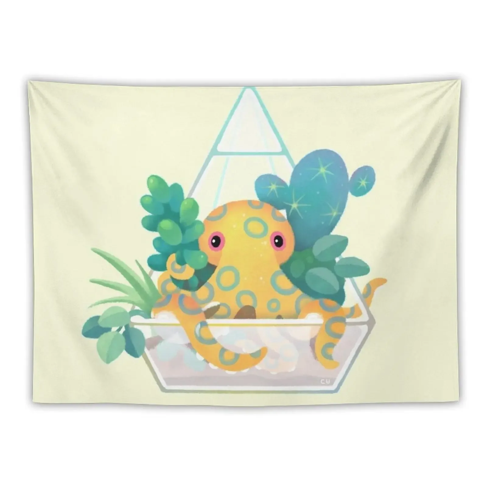 Ocean terrarium - Blue ringed octopus Tapestry Anime Decor Bathroom Decor Room Decor Cute Wall Hanging Tapestry