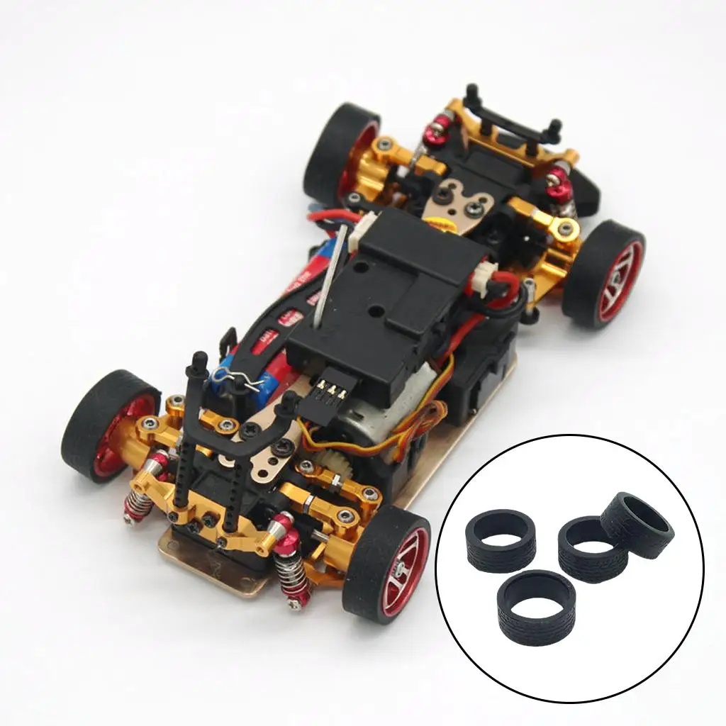 Racing Car Rubber Tire Set for WLtoys 1:28 Scale 4WD Racing Car Replacement