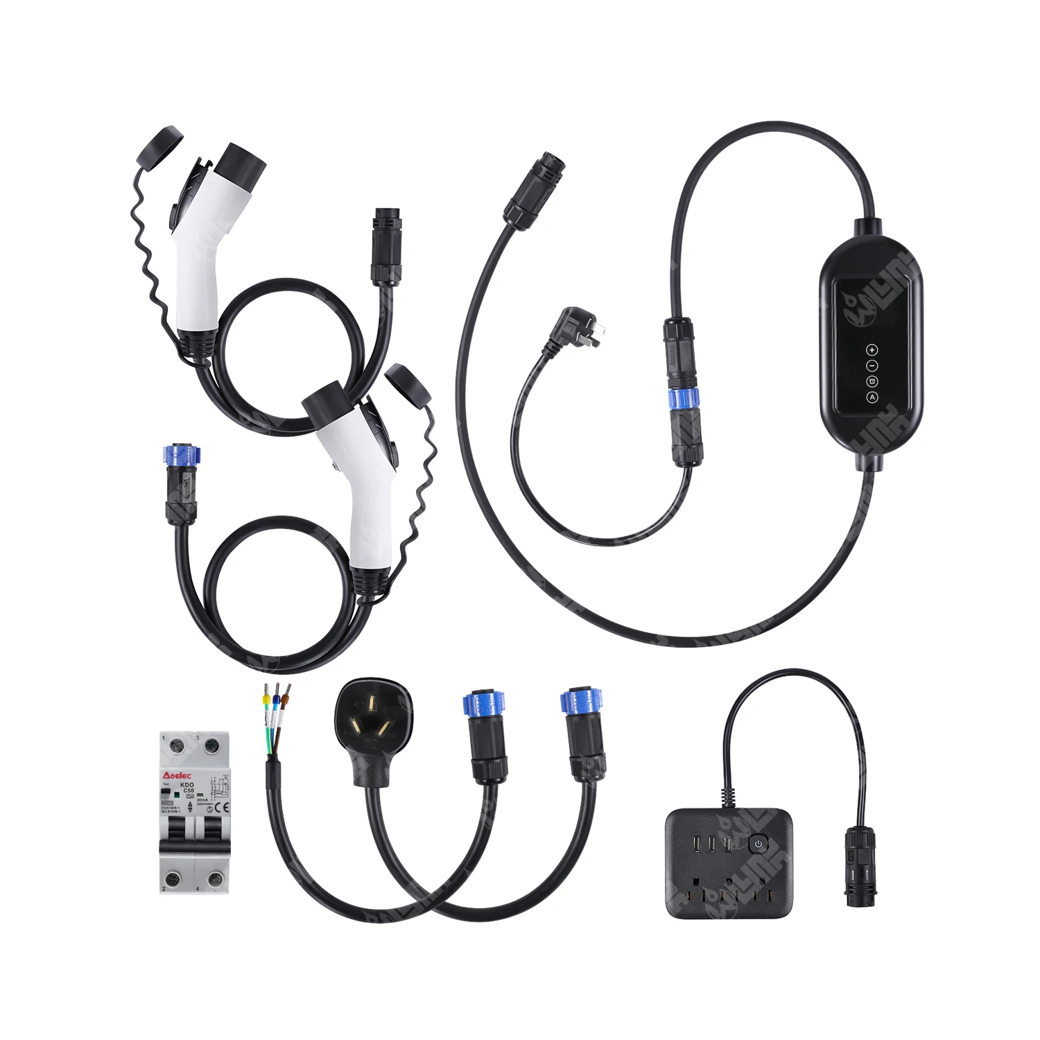 

Универсальные комплекты V2X 10А 16А 32А: удлинитель GBT EV для подключения автомобиля к нагрузке (V2L), портативное зарядное устройство GBT для электромобилей (V2V)