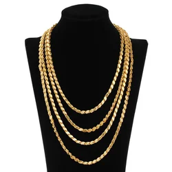 Dubai Gold 4mm Wide Rhomboid Cuban Necklace Chain for Women DIY Pendant Accessories Jewelry Wholesale