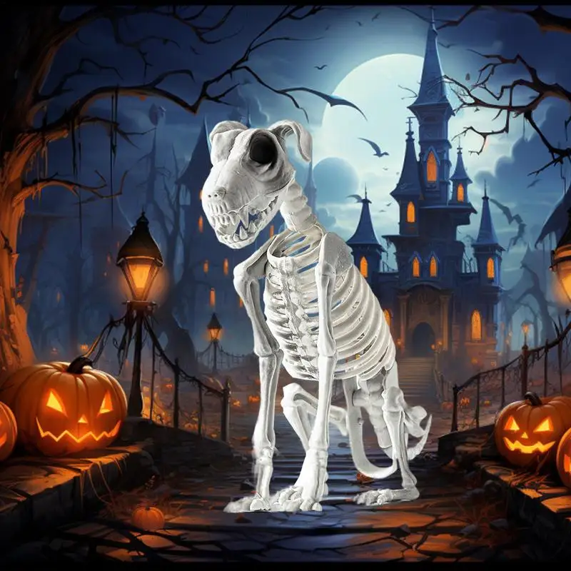 Halloween Hund Skelett Skulptur Horror Dekoration Realistische Welpen Knochen Kunst Ornamente für Party Spukhaus Liefert