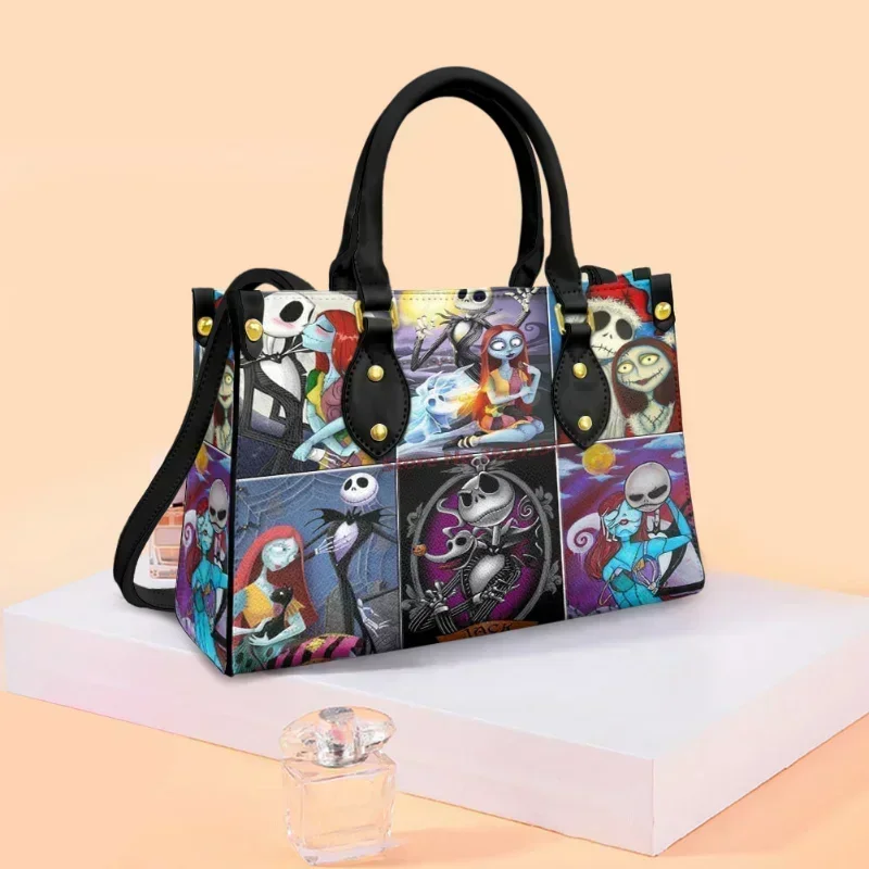 Nightmare Before Christmas Jack Skellington Pu Leather Shoulder Bag for Ladies Anime Luxury Sally Cosplay Handbag Halloween Gift