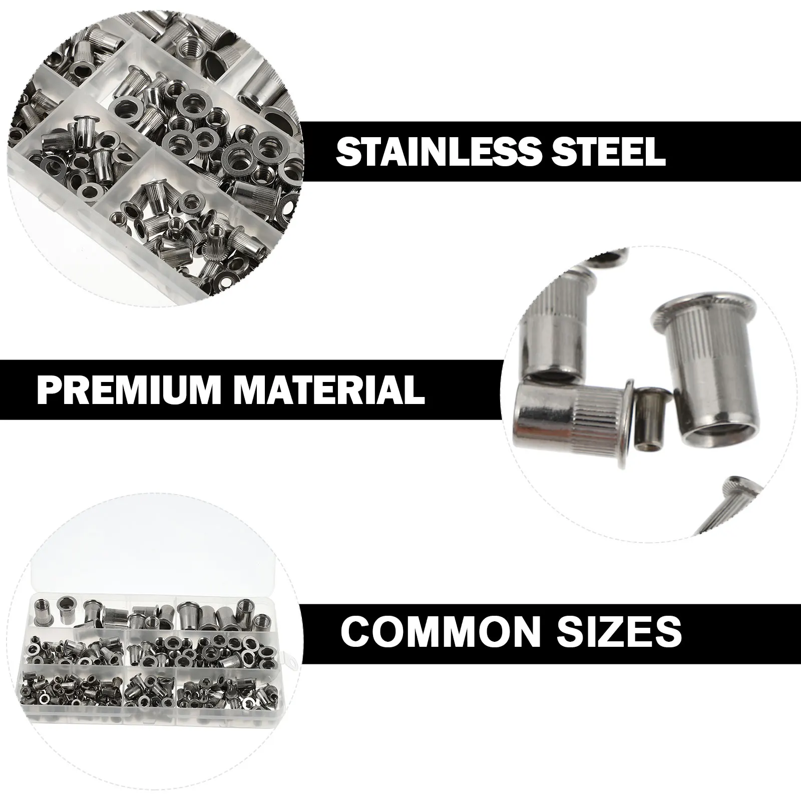 

Stainless Steel Nut Set Rivet Nuts Assortment Inserts Flat Head Screws Hardware Blind Applications Easy Reassembly