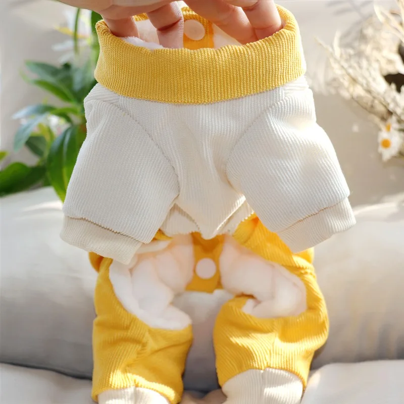 Yellow Rose Pet Four-legged Cotton Coat Three-dimensional Small Flower Dog Clothes Teddy Winter Clothes Bichon Warm Jumpsuits