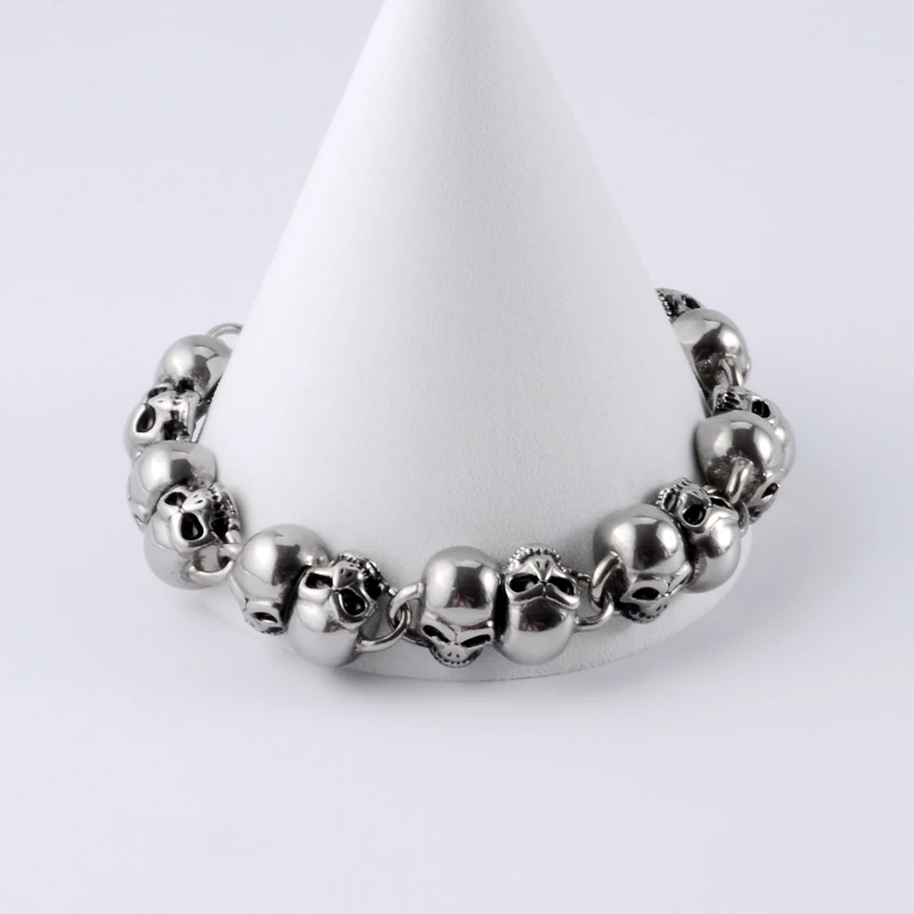 1PC Surgical Steel Vintage Punk Man Bracelet Chain Skeleton Cross Hip Hop Skull Men Cuban Bracelets Unisex Popular Jewelry