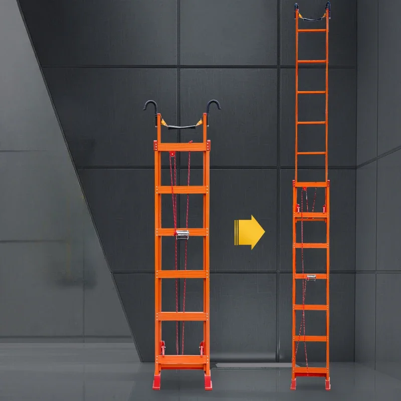 

Aluminum alloy telescopic straight engineering outdoor household ladder