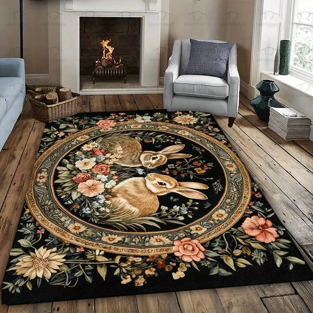 

Plush Poodle Pattern Outdoor Rug Washable Patio Deck Mat Rectangular Floor Covering Entrance Living Room Bedroom