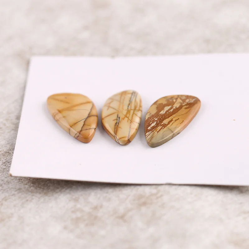B&F 3PCS Cabochon Natural Multi-Color Picasso Jasper Stone—Loose Gemstone for Jewelry Making  customized—20x12x2mm 3.8g