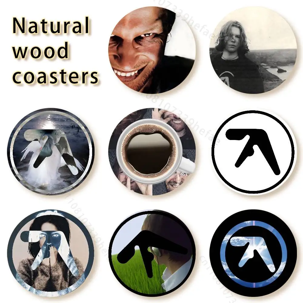 

A-Aphex Twin wooden anti-slip coasters, suitable for home office and living room decoration