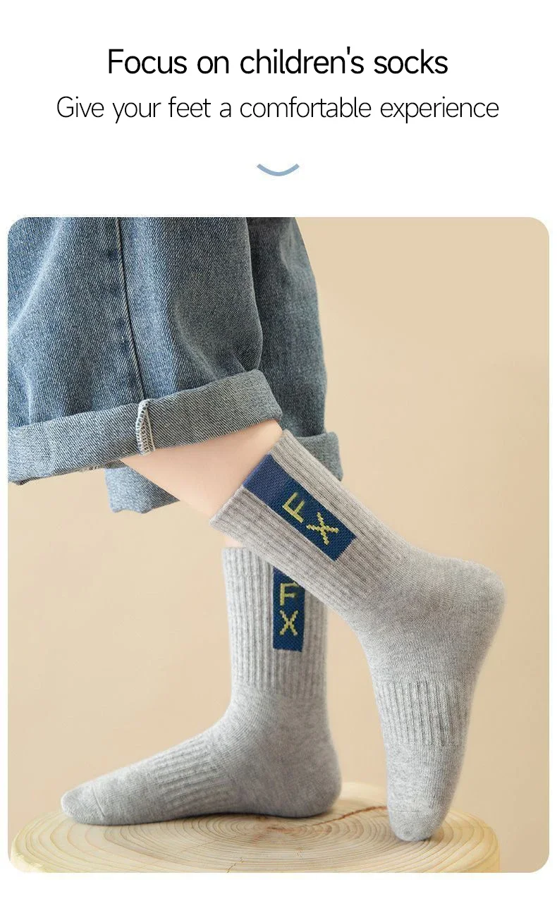 5 Paar Babysocken Frühling Herbst Neue Baumwollsocken Kinder Sportsocken 1-14T Jungen Buchstabenmuster – Detail 6