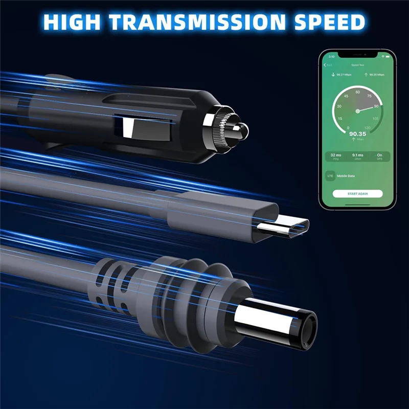 -A15I Starlink Mini 3-In-1 DC Power Cable, 100W+ USB C 12-24V Cigarette Lighter Plug And DC Male Power Cable Plug And Play