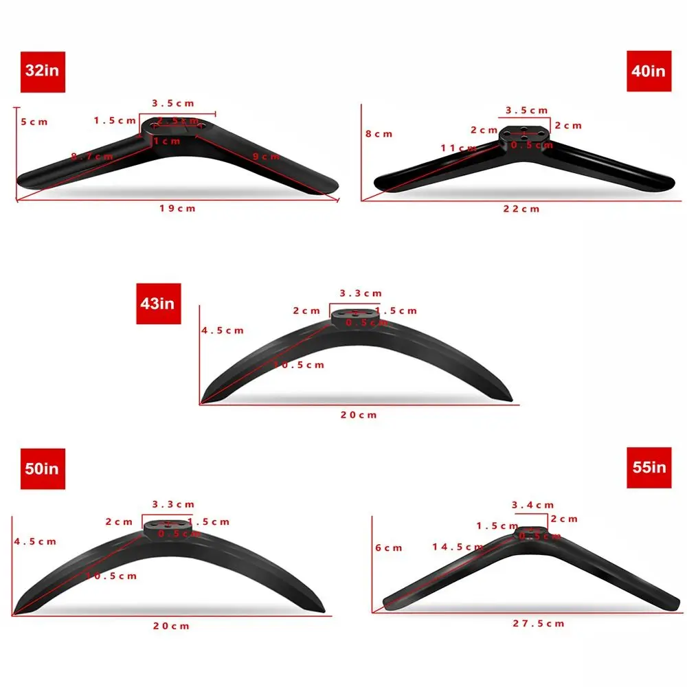Universal TV Base Stand Legs with Non-slip Pads with Screws TV Stand Base Mount Black Television Tabletop Foot Bedroom image 5