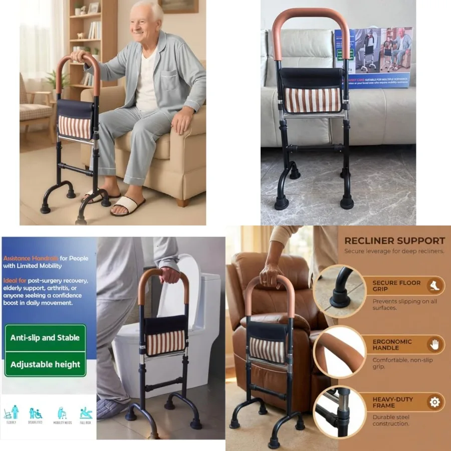 

Quad Canes for Seniors Stability; Couch Chair Stand Assist Aids for Elderly; Mobility Aids Couch Cane Stand up Assist; Toilet A
