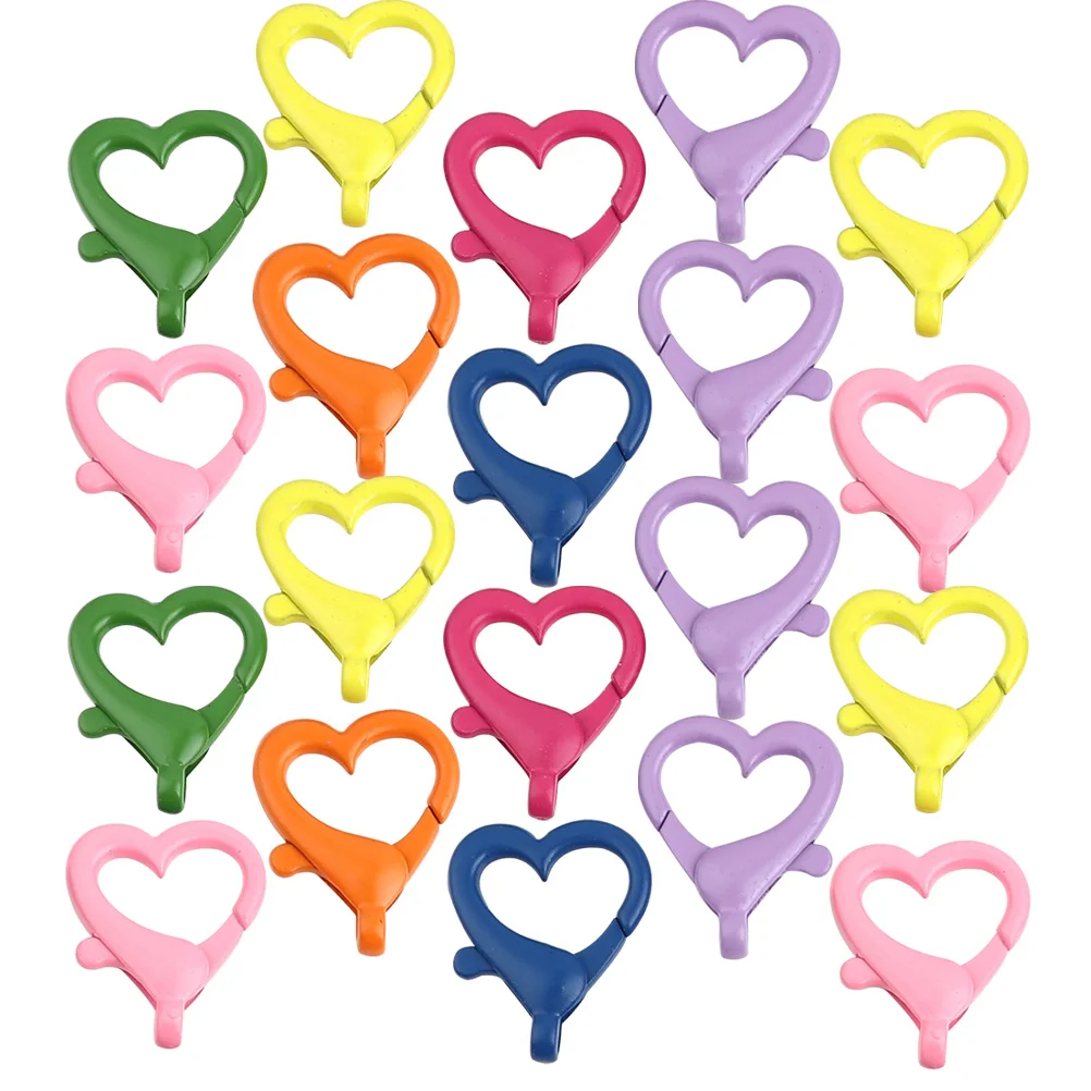 

20 Pcs Love Heart Shape Lobster Clasps Heavy Duty Alloy Keychain Buckles for Crafting Jewelry Making Color Clips