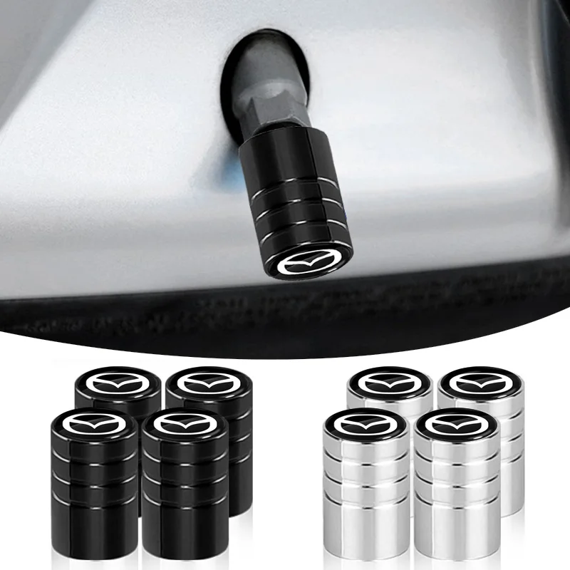 4Pcs Car Wheel Tire Valve Caps Fashion Metal Auto Accessories For Mazda 3 5 6 323 626 CX-3 CX-4 CX-5 CX-7 CX-9 Axela MX3 Gadgets