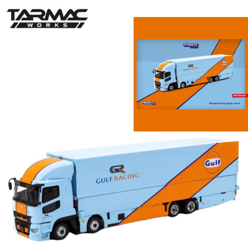 

In stock: 1:64 Mitsubishi GULF trailer container diecast miniature alloy car model, boy gift toy, adult collectible display item