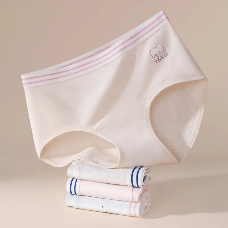 4 SZTUKI Bawełnianej Bielizny Damskiej, Seksowne, Oddychające Majtki, Wygodne Figi, Miękkie Majtki Damskie ze Średnim Stanem, Bielizna Dziewczęca, Wysokie Stanowe Figi