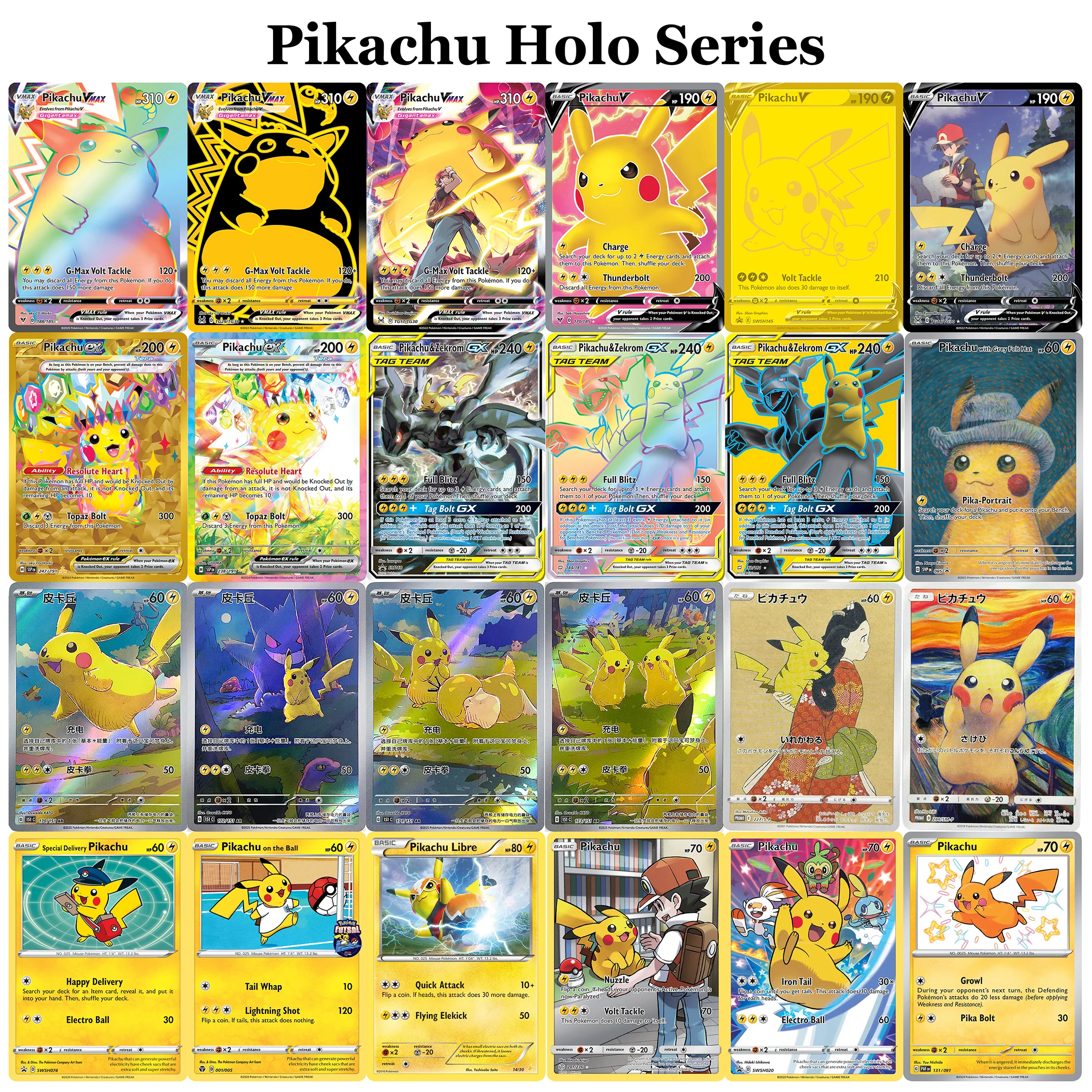 pokemon-pikachu-rare-holo-hybrid-series-card-surging-sparks-paldean-fates-lost-origin-pkm-trading-proxy-game-cards
