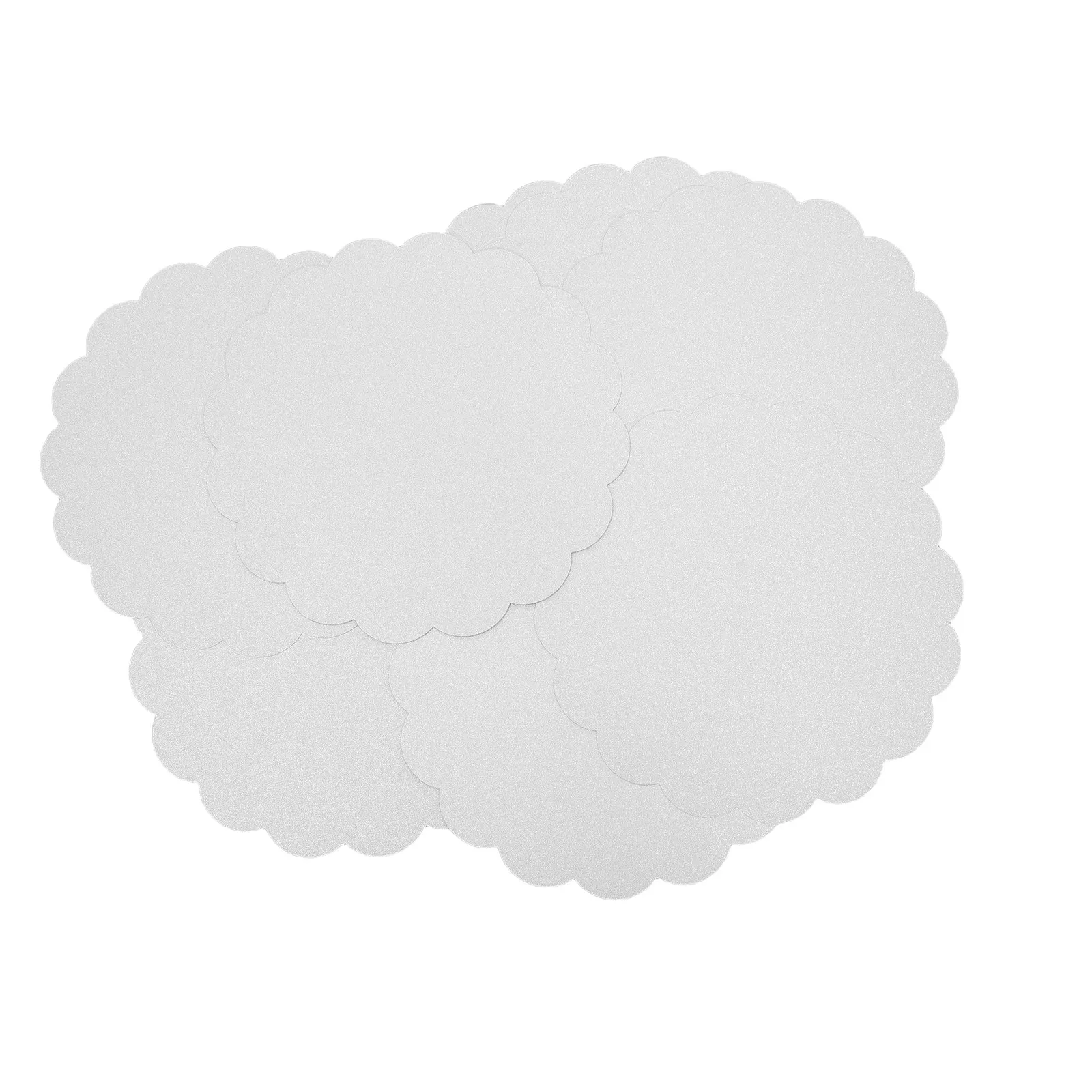20Pcs Flower Shape Reflective Paper Placemats Silver Glitter Shimmer Decorative Table Mats for Wedding Birthday Party Banquet