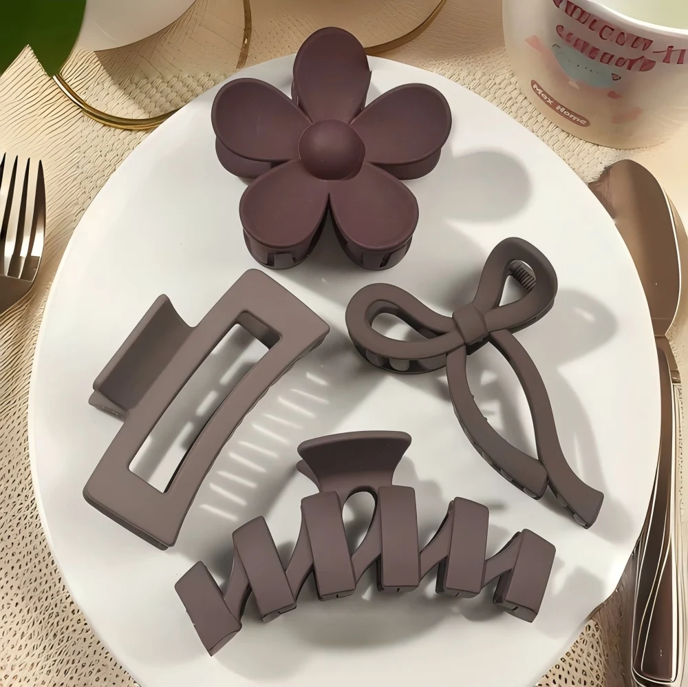 1/4 Uds. Pinzas en forma de garra para el cabello de varios estilos de moda de invierno para mujer, pinzas para el cabello de flores, accesorios antideslizantes para el cabello, pinzas cuadradas de plátano