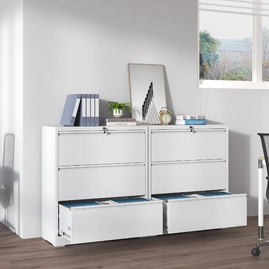 Lateral Metal File Cabinets 3 Drawers, Locking Filing Cabinet