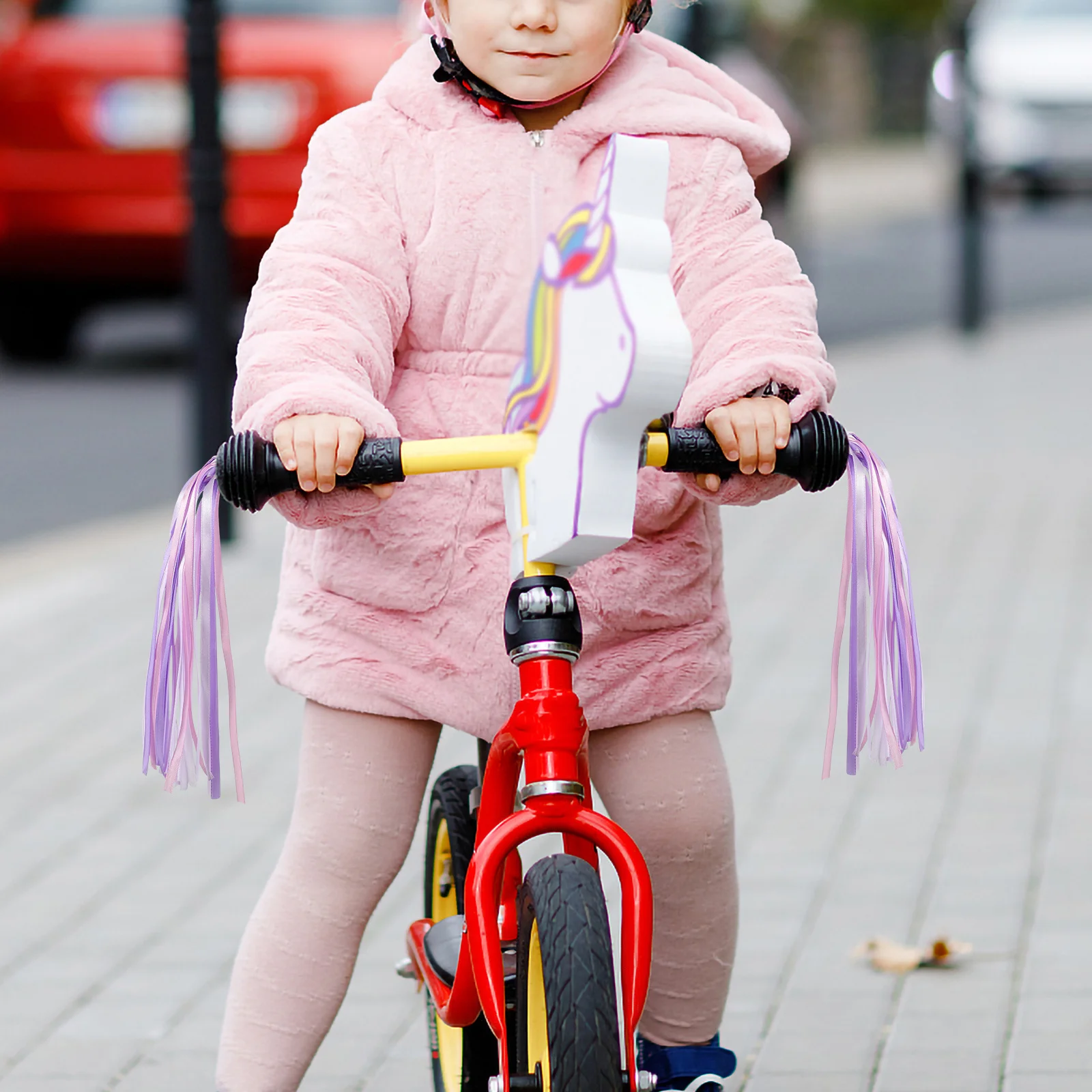 

2Pairs Handlebar Streamers for Kids Bikes Soft Cloth Tassels with Plastic Tips Easy Fit on Bicycle Scooter Tricycle Grips Fly in