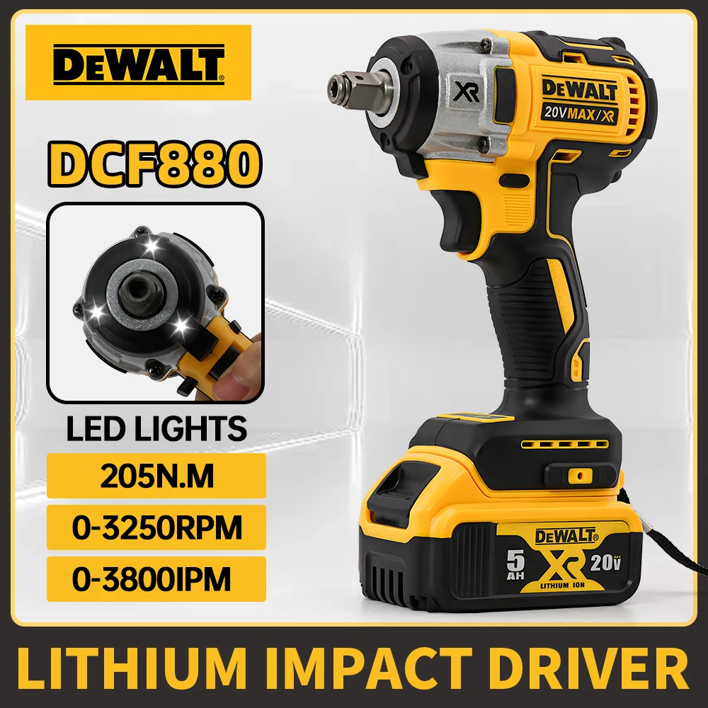 

Беспроводной ударный гайковерт Dewalt DCF880 с бесщеточным двигателем, LED-подсветкой, 3250 об/мин, 205 Н·м, для домашнего ремонта