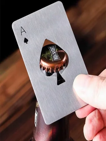 1pc Poker Shaped Steel Beer Bottle Opener, Outdoor Concealed Poker For Throwing Practice