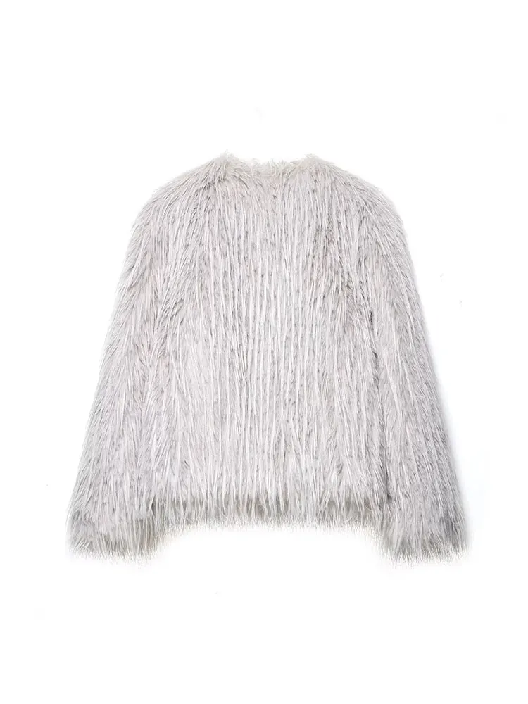 NLZGMSJ 2025 Cappotto invernale da donna in pelliccia sintetica moda cappotto a maniche lunghe femminile chic elegante capispalla caldo spesso