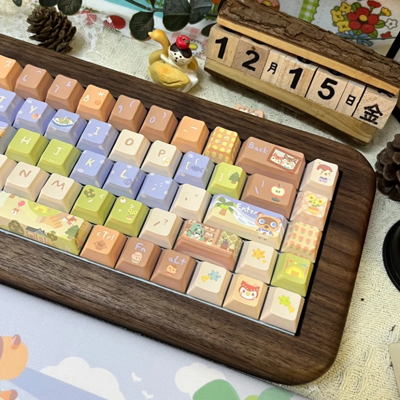 Animal Forest Theme Keycap Set 142key PBT Custom Cute Cat Anime Keyboard Cap MAO Profile Key Cap for Mechanical Keyboard Gift