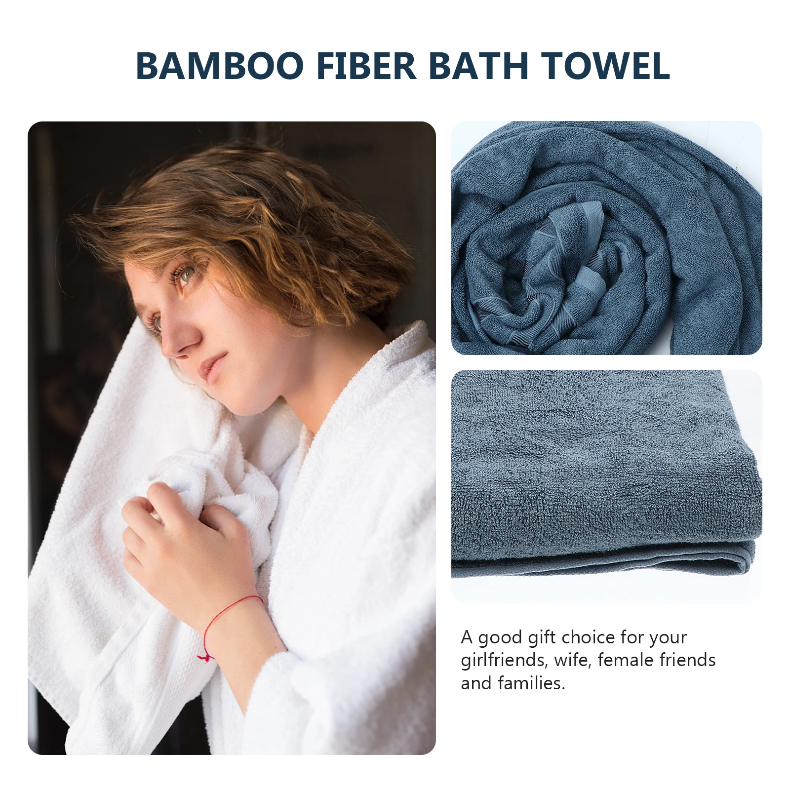 

Soft Bamboo Fiber Bath Towel For Women Men Comfortable Absorbent Towel Lightweight Stylish Accessory Water Absorption Towel Gift