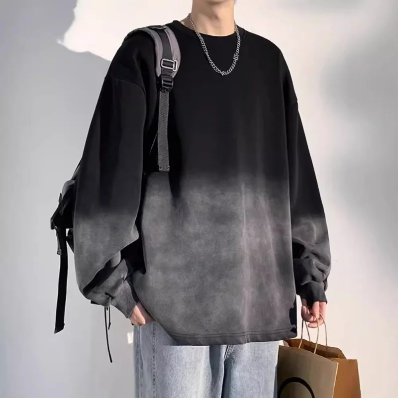 

Trendy Custom Gradient Tie-Dye New Sweatshirt Men'S Custom Trendy Crew Neck Washed Loose Men'S Sweatshirt