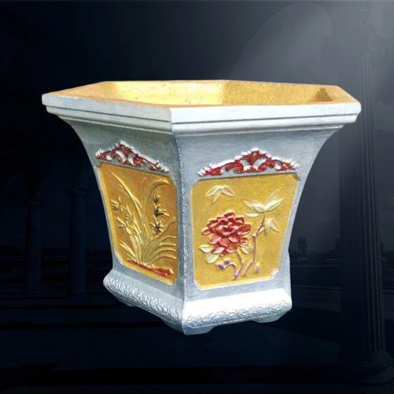 Large Hexagonal Plastic Mold for Flowerpot 31cm 12.2 Inch Thickened Bonsai Roman Column Mold for Cast-in-Place Peony Orchid Ceme