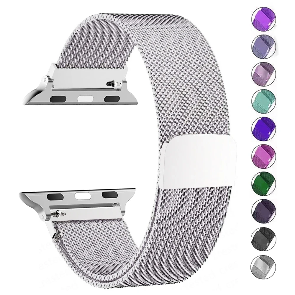 Pulseira de aço inoxidável para Apple Watch, Banda 45mm, 49mm, 44mm, 40mm, 41mm, 42mm, 44mm, Correa iWatch Series 9, 4, 5, 6, 7, 8, ultra 2, faixas do SE