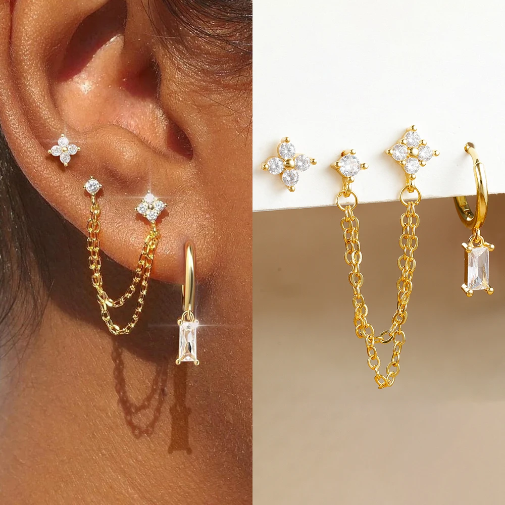 3 szt. Wykwintne kolczyki ze stali nierdzewnej 12 konstelacji Birthstone zestaw dla kobiety kolczyki do piercingu chrząstki biżuteria