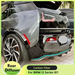 Car Rear Bumper Diffuser for BMW i3 I01 I3 2018 - 2020 Real Carbon Fiber Rear Bumper Diffuser Lip Chin Spoiler Apron FRP Black