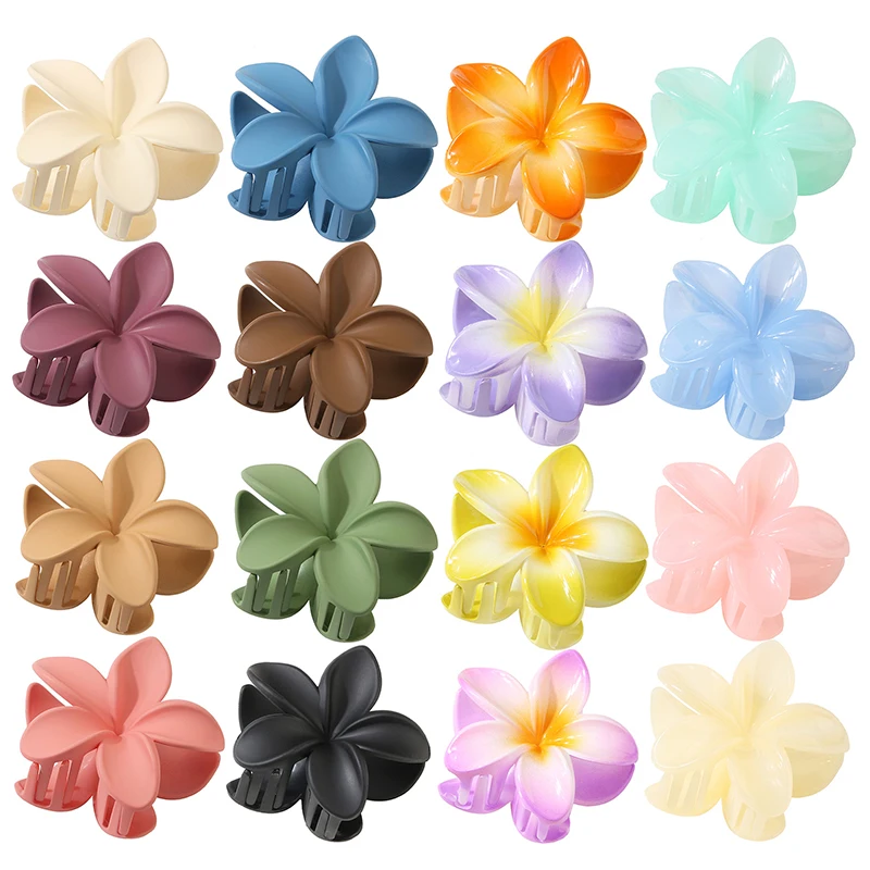 8CM grande Plumeria piatto di fiori smerigliati fermaglio per capelli fermaglio per capelli accessorio per capelli con Clip di squalo