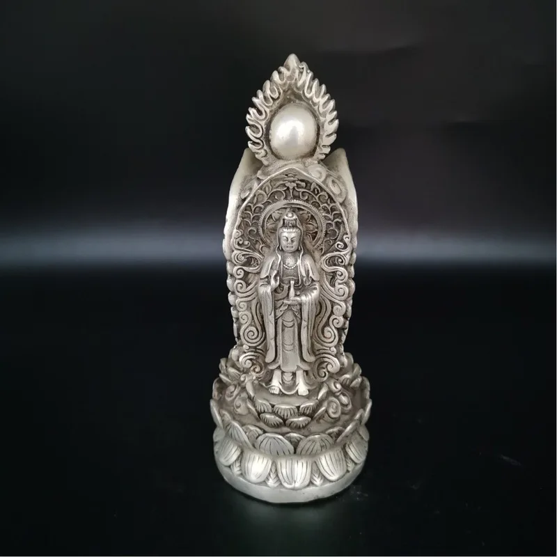 Antique Collection: Distressed Craft, White Bronze -Faced Buddha, Western Three Saints Ornament, Decorative Item