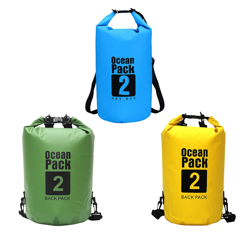 Bolsa de almacenamiento de 2l para natación al aire libre, bolsa seca impermeable para Kayak, canoa, Trekking, canotaje