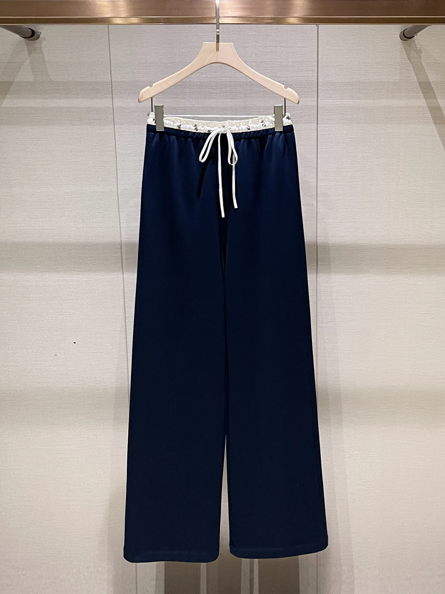 

Design Trendy Straight Leg Pants Elastic Waist Knot k Blue Spring New Arrival Women's Casual Comfortable Breathable