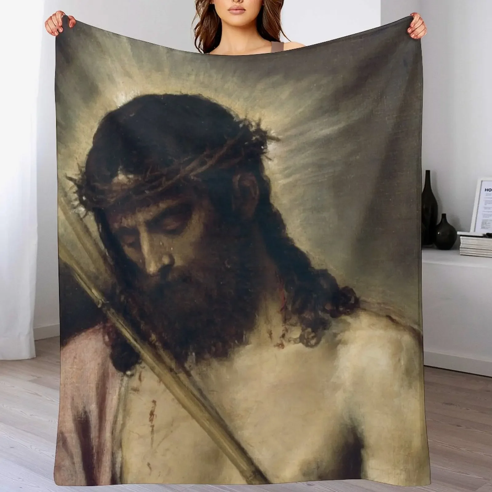 

Jesus Christ: Ecce Homo, by Titian Throw Blanket Men's Soft Warm Throw Blanket for Couch