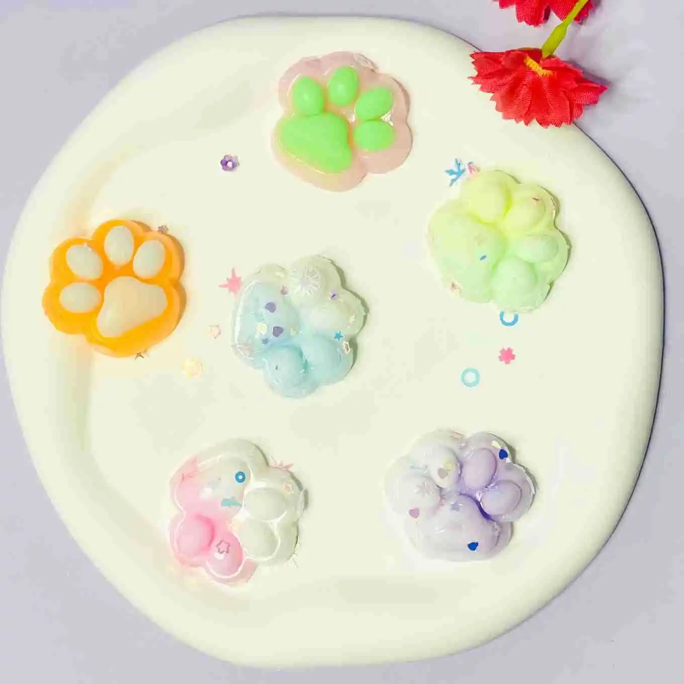 น่ารักนุ่มสีผสม Antistress เท้าแมวเท้า Antistress Paws ของเล่น Squishy Tapa เท้าผู้ใหญ่ Sensory ของเล่นเด็กของเล่นของขวัญ