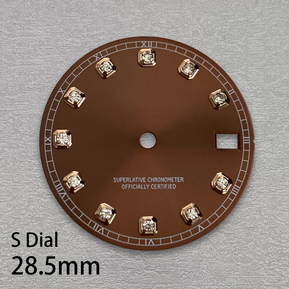 28.5mm S Logo Diamond NH35 Dial Suitable for NH35/NH36 Movement Watch Modification Accessories High Quality NH35 Accessories ﻿