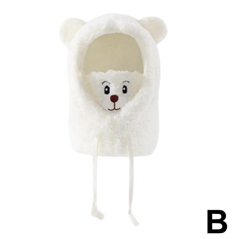 귀여운 작은 곰 스카프 모자, 따뜻한 원피스 모자, 여성 버전, 후드 헤어 마스크 모자, 겨울 학생 한국 양고기 봉제 H1Y9